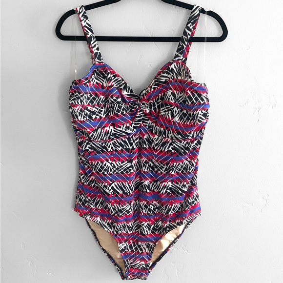 Torrid Retro SlimFix Built Up Bra One Piece Black Red Khaki Size 1 - 14/16 NWOT - Picture 2 of 15